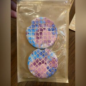 New set of 2 Pastel Mermaid Car Coasters